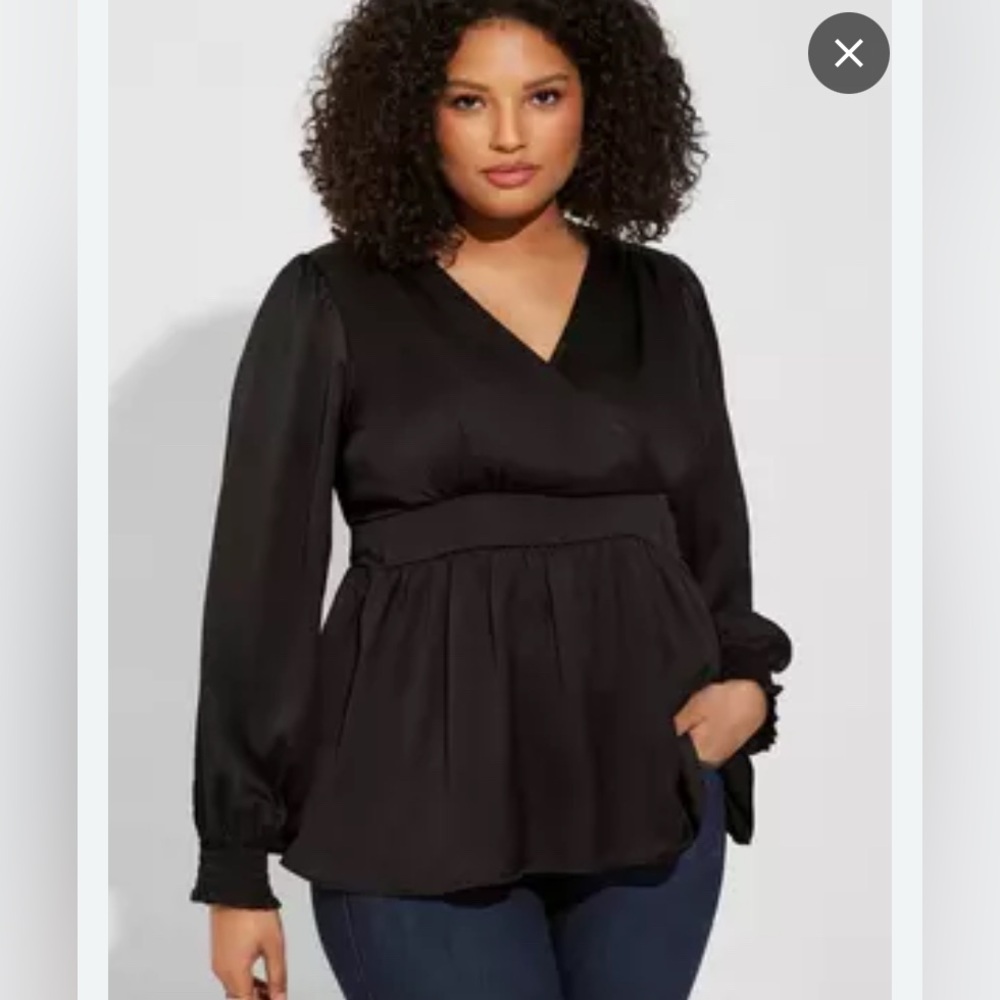 NWT TORRID Satin Surplice Tie Cut Out Back Blouse